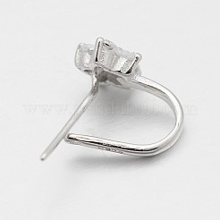 Anti-Tarnish Trendy Rhodium Plated 925 Sterling Silver Micro Pave Cubic Zirconia Pinch Bails&nbsp;X-STER-M081-072B