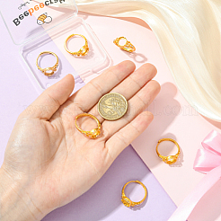 6Pcs Adjustable Brass Finger Rings Components&nbsp;KK-BBC0021-27