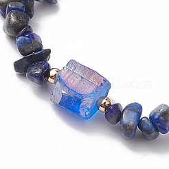 Electroplated Hexagon Prism Natural Quartz Chip Beaded Stretch Bracelets fo Women&nbsp;BJEW-JB10756-08