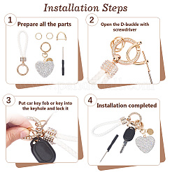 2Pcs 2 Styles PU Leather and Alloy Rhinestone Braided Keychain & Pendant Decorations&nbsp;KEYC-CN0001-11D