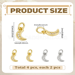 4Pcs 2 Colors Brass Micro Pave Cubic Zirconia Pendants&nbsp;KK-LP0004-08