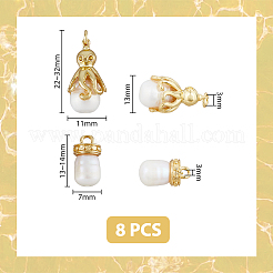 8Pcs 4 Styles Shell Pearl Pendants&nbsp;KK-DC0002-79