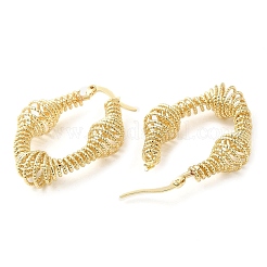 Rack Plating Brass Wire Wrap Twist Oval Hoop Earrings&nbsp;EJEW-M225-08G