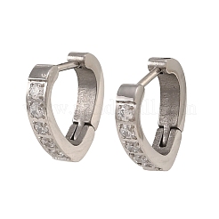 304 Stainless Steel Cubic Zirconia Hoop Earrings for Women&nbsp;SA-CBAF36C-07P