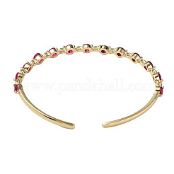 Cubic Zirconia Flat Round Open Cuff Bangle&nbsp;BJEW-N012-032A