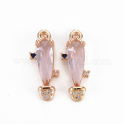 Rack Plating Brass Micro Pave Clear Cubic Zirconia Pendants&nbsp;LS-KK-T060-63A-RS