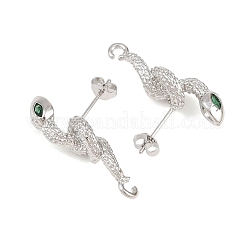 Brass Micro Pave Cubic Zirconia Stud Earring Findings&nbsp;KK-K340-42P