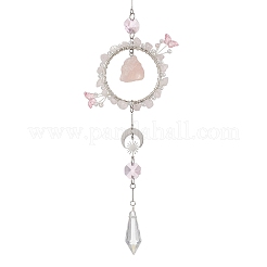 3Pcs 3 Styles Natural Green Aventurine & Rose Quartz & Topaz Jade & Citrine & Glass Suncatcher&nbsp;HJEW-TA00454