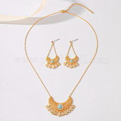 Brass Micro Pave Clear Cubic Zirconia Moon Pendant Necklaces & Stud Earrings Sets for Women&nbsp;TA3660