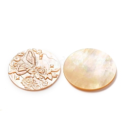 Natural Yellow Shell Carved Cabochons&nbsp;SHEL-G024-01B