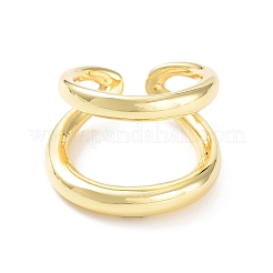 Brass Double Line Open Cuff Rings for Women&nbsp;RJEW-D016-06G