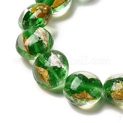 Handmade Gold Foil and Silver Foil Lampwork Flat Round Beads&nbsp;FOIL-C001-02B