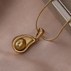 304 Stainless Steel with Imitation Pearl and Clear Glass Teardrop Pendant Necklaces&nbsp;EB8017