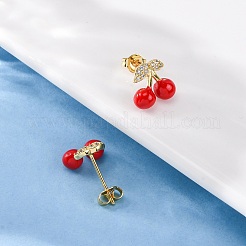 Brass Micro Pave Cubic Zirconia Stud Earrings&nbsp;EJEW-D322-05G-02
