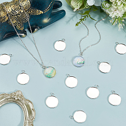 40Pcs 304 Stainless Steel Pendant Cabochon Settings&nbsp;STAS-BBC0008-44S