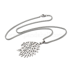 201 Stainless Steel Hollow Cut American Indian Chief Pendant Necklaces&nbsp;NJEW-H065-13P