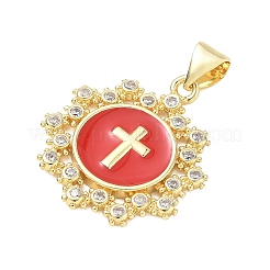 Religion Cross Brass Micro Pave Clear Cubic Zirconia Pendants&nbsp;CU-CBA83A6-03D-G03