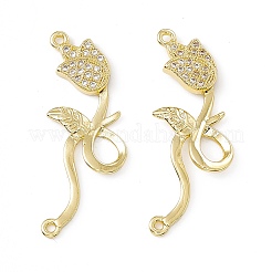 Brass Micro Pave Clear Cubic Zirconia Connector Charms&nbsp;KK-E068-VC018