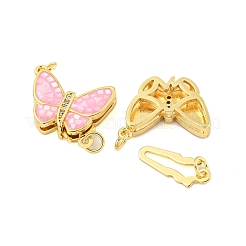 Rack Plating Brass & Cubic Zirconia & Shell & Enamel Box Clasps&nbsp;KK-S373-04G