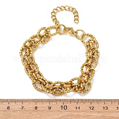 Hammered 304 Stainless Steel Oval Link Chain Bracelets for Women&nbsp;BJEW-F536-03G
