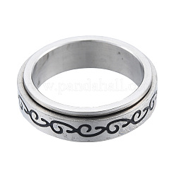 Non-Tarnish 201 Stainless Steel Branch Wrap Rotating Finger Ring&nbsp;RJEW-N043-18P