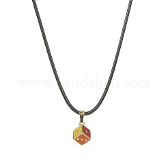 Alloy Enamel Dice Pendant Necklace with Polyester Cords&nbsp;NJEW-JN04515