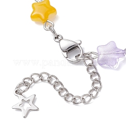 Spray Painted Glass Star Beads Link Chain Bracelets for Women&nbsp;BJEW-JB12730