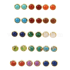 Brass Half Round Stud Earrings&nbsp;EJEW-Z124-03G