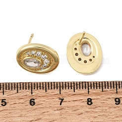 Brass Micro Pave Cubic Zirconia Stud Earrings&nbsp;EJEW-G471-13G-01
