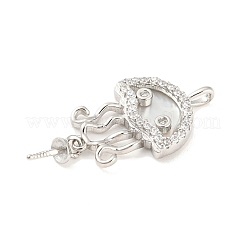Rhodium Plated 925 Sterling Silverr Micro Pave Cubic Zirconia with Sea Shell Peg Bails&nbsp;STER-Q190-11P