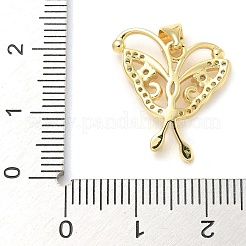 Butterfly Rack Plating Brass Micro Pave Cubic Zirconia Pendants&nbsp;KK-Z074-72G