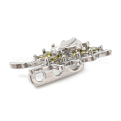 3 Hole Brass Micro Pave Cubic Zirconia Multi-Strand Links&nbsp;KK-G503-36P-03