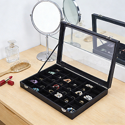 MDF Covered with PU Leather Jewelry Display Cases with Visible Window&nbsp;ODIS-WH0007-93
