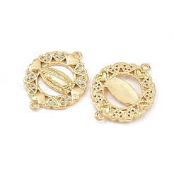 Brass Pave Cubic Zirconia Connector Charms&nbsp;KK-L251-21G-01