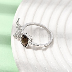 Brass Micro Pave Cubic Zirconia Finger Rings&nbsp;CU-CBA260E-12P