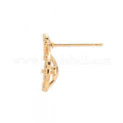Brass Micro Pave Clear Cubic Zirconia Earring Findings&nbsp;KK-T062-218G-NF