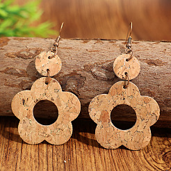 Wood & Zinc Alloy Dangle Earrings&nbsp;WG01F54-01