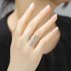 Non-Tarnish Adjustable 304 Stainless Steel Woven Web/Net with Feather Ring&nbsp;RJEW-F149-05P