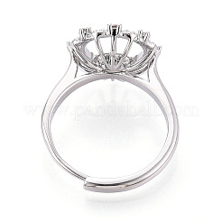 Flower Shape Brass Micro Pave Clear Cubic Zirconia Adjustable Ring Settings&nbsp;KK-T076-45P