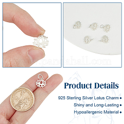 6Pcs Hollow 925 Sterling Silver Lotus Charms&nbsp;STER-DR0001-34