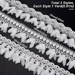 3 Yards 3 Styles Polyester Embroidery Flower Lace Trim&nbsp;OCOR-GA0002-05