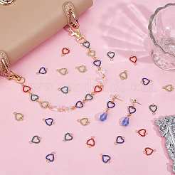 48Pcs 4 Colors Alloy Micro Pave Rhinestone Connector Charms&nbsp;FIND-PH0027-22