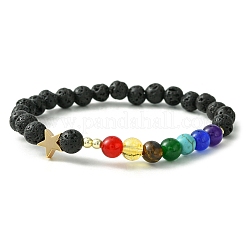 Natural & Synthetic Mixed Gemstone Chakra Theme Bracelet&nbsp;BJEW-JB09806