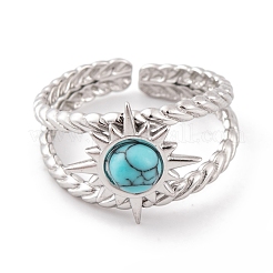 Sun 304 Stainless Steel Open Cuff Rings&nbsp;RJEW-G314-03P