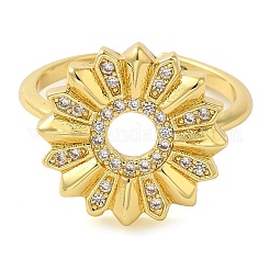 Brass Micro Pave Clear Cubic Zirconia Open Cuff Rings for Women&nbsp;RJEW-Z070-04G-03