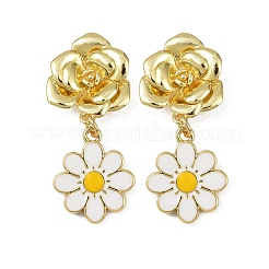 Daisy Flower Brass Dangle Stud Earrings&nbsp;EJEW-S277-04G