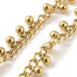 304 Stainless Steel Round Ball Charms Link Chain Necklaces&nbsp;NJEW-G119-01G