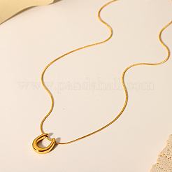 Stylish 304 Stainless Steel U-shaped Horseshoe Pendant Round Snake Chain Necklaces for Women&nbsp;LH2412