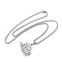 201 Stainless Steel Hollow Cut Cowboy Hat Pendant Necklaces&nbsp;NJEW-H065-30P