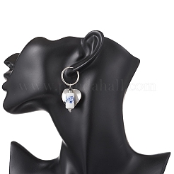 Column with Heart 316 & 202 Stainless Steel Hoop Earrings&nbsp;EJEW-JE06736-02